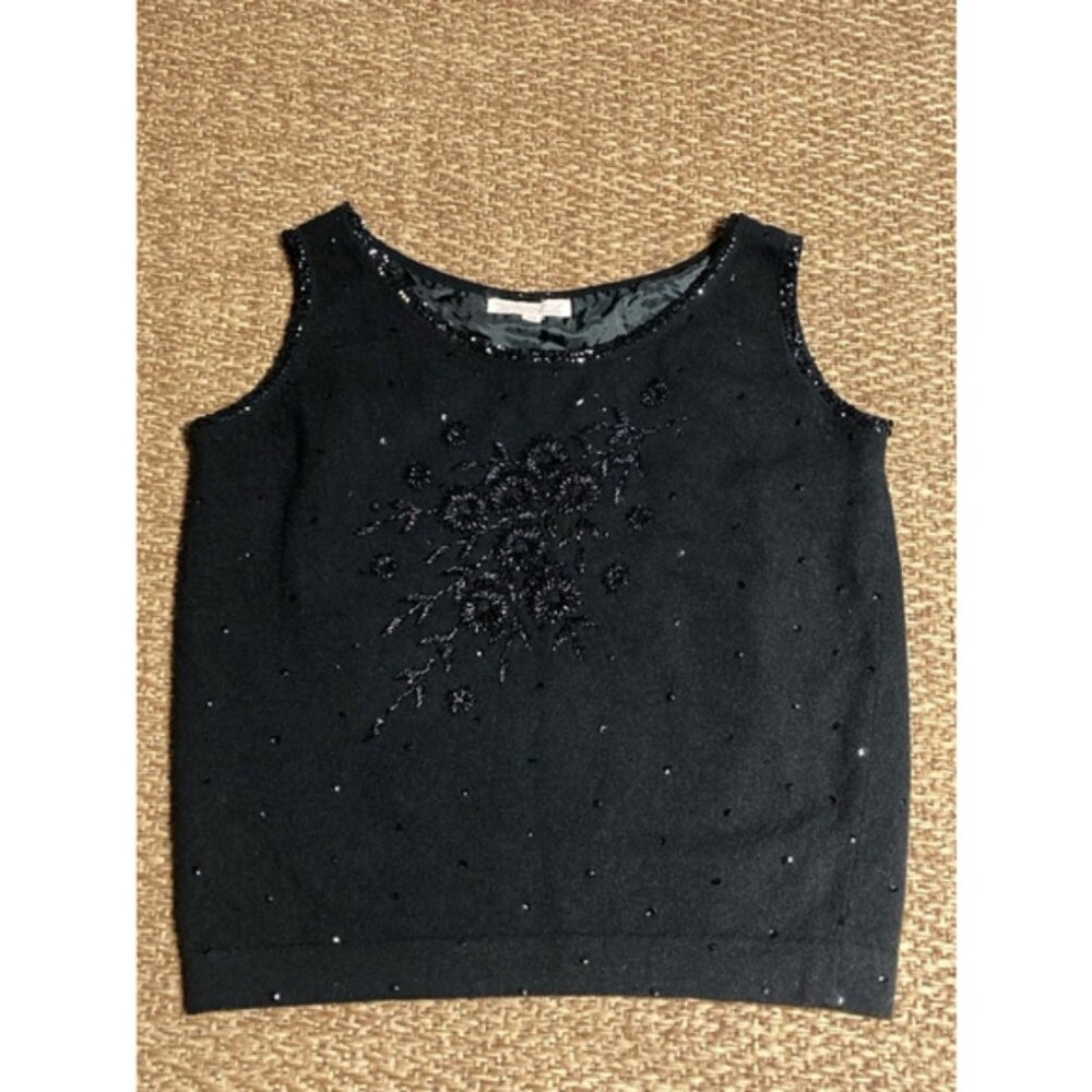 Vintage 1960’s VEST lambs wool - Angora Rabbit hair / Black Tank Top  Size 38